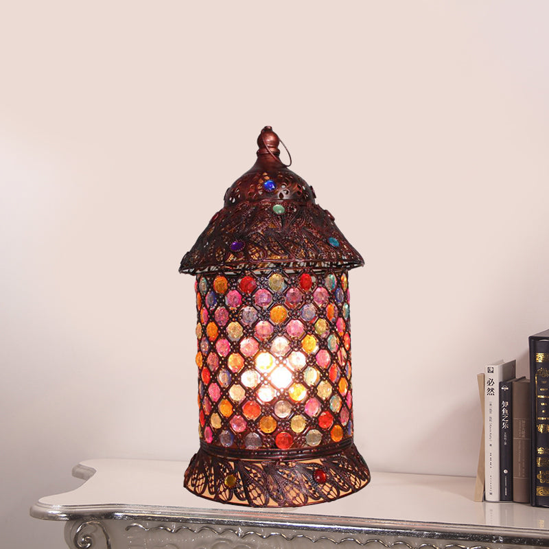 Copper Pavilion Nightstand Light Antique Metal 1 Light Study Room Night Table Lighting