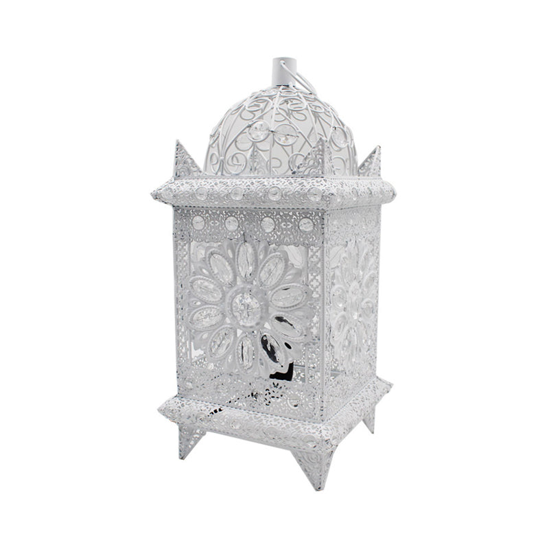 Lantern Bedroom Night Table Light Bohemian Metal 1 Light Silver/White/Bronze Nightstand Lighting