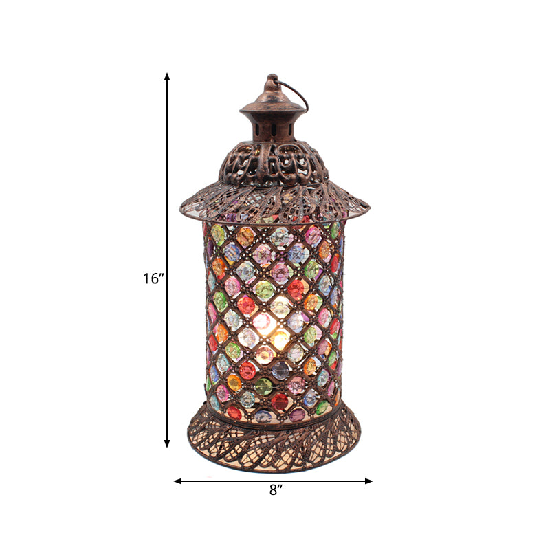 Rust Column Night Table Light Bohemian Metal 1 Bulb Study Room Nightstand Lighting