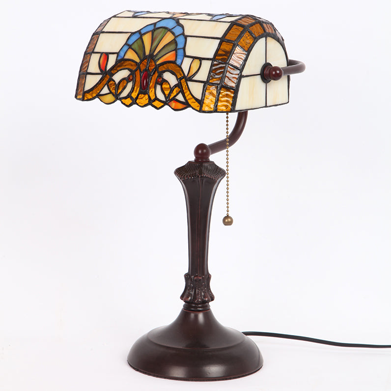 One Head Glass Desk Lamp Tiffany Style Task Lighting for Bedroom Living Room