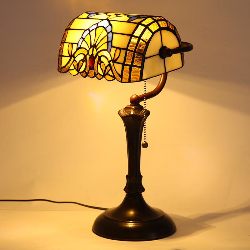 One Head Glass Desk Lamp Tiffany Style Task Lighting for Bedroom Living Room