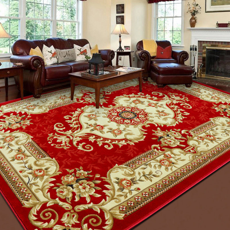 Antique Floral Design Carpet Polyester Indoor Rug Stain Resistant Area Carpet for Home Decoration