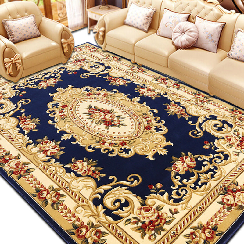 Antique Floral Design Carpet Polyester Indoor Rug Stain Resistant Area Carpet for Home Decoration