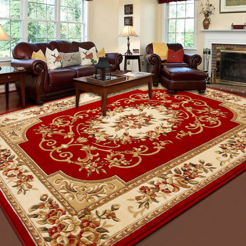 Antique Floral Design Carpet Polyester Indoor Rug Stain Resistant Area Carpet for Home Decoration