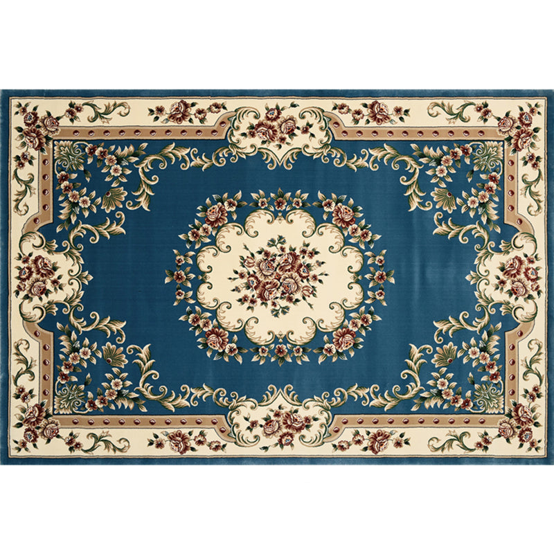 Victorian Flower Printed Rug Polyester Area Rug Non-Slip Backing Indoor Carpet for Living Room