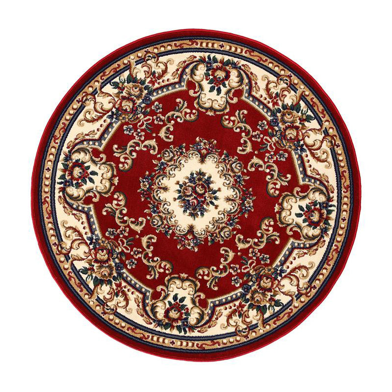 Round Floral Printed Rug Polyester Industrial Indoor Rug Stain Resistant Carpet for Adult's Bedroom