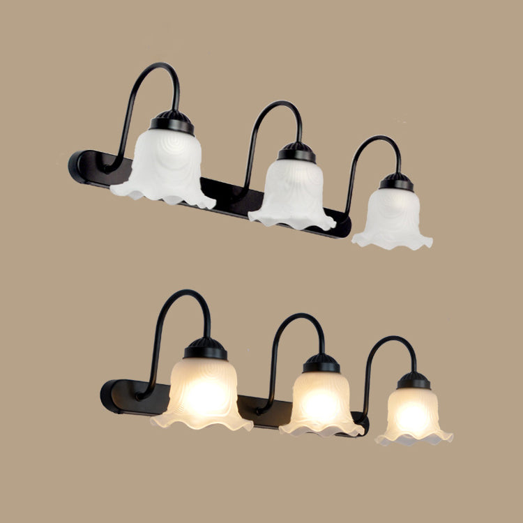 Flower White Glass Flush Mount Wall Sconce Modern Style Multi Lights Vanity Mirror Lights