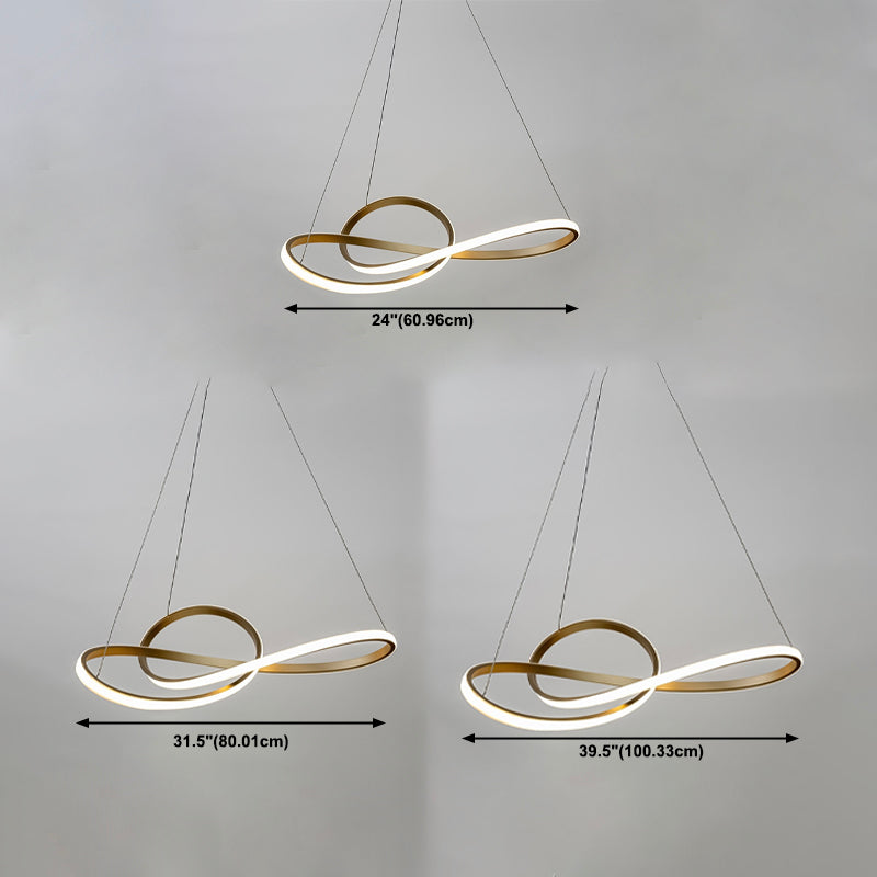 Chandeliers modernes pour le dispositif d'éclairage en suspension en spirale avec une teinte acrylique