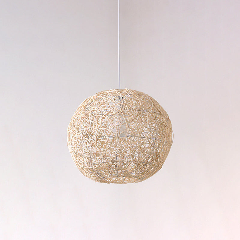 Style asiatique global suspension suspension de rotin fibre 1 pendant de plafond léger