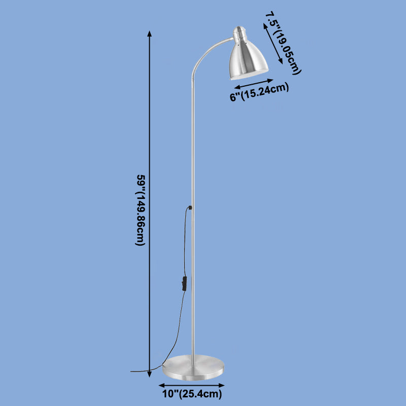 Nordic Bell Shade Leser -Stehlampe Aluminium 1 leichte Schlafzimmerbodenleuchte