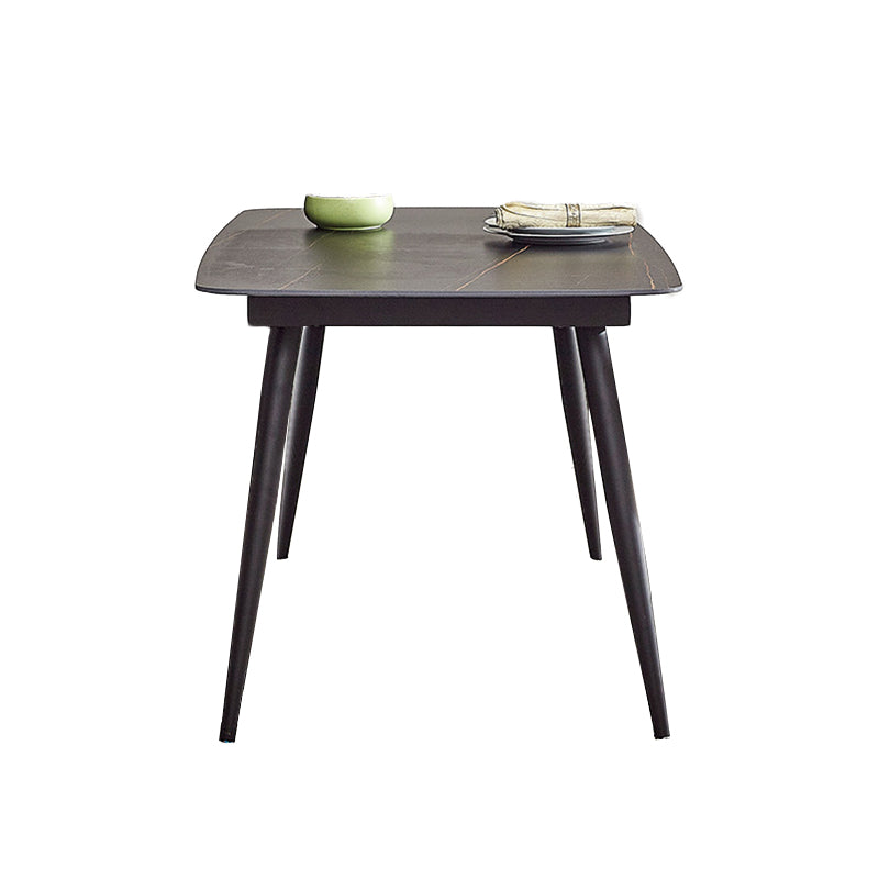 Metal Industrial Rectangle Dining Table Sintered Stone Top Indoor Table for Dining Room