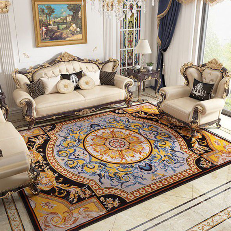 Moroccan Medallion Print Rug Polyester Area Carpet Stain Resistant Indoor Rug for Living Room