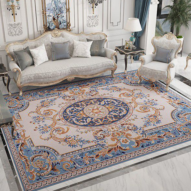 Marokkanischer Medaillon -Druckteppich Polyesterbereich Teppichfleckfest -Resistent Innenteppich für Wohnzimmer