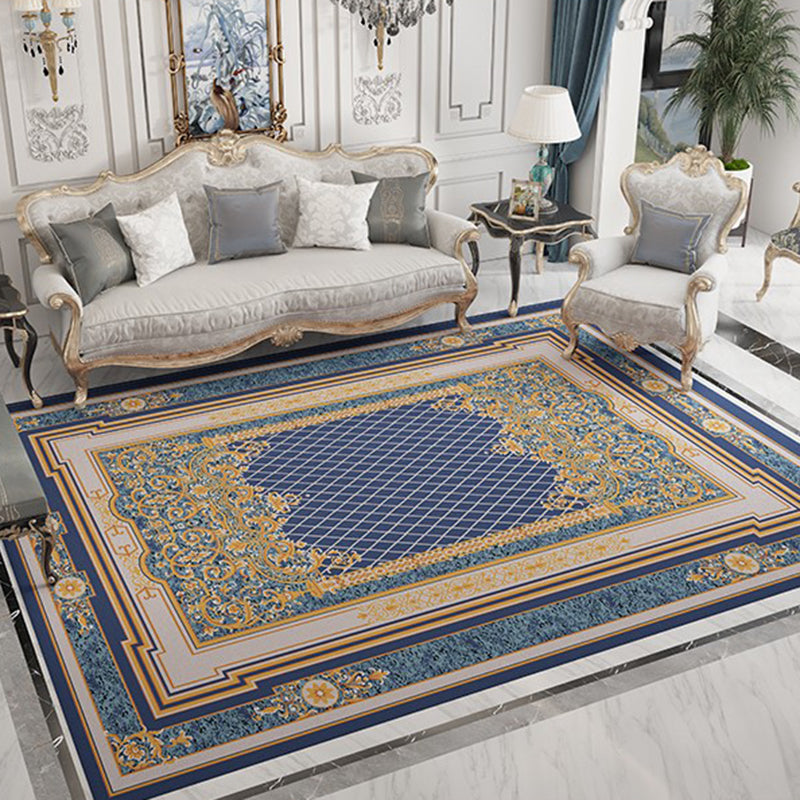 Moroccan Medallion Print Rug Polyester Area Carpet Stain Resistant Indoor Rug for Living Room