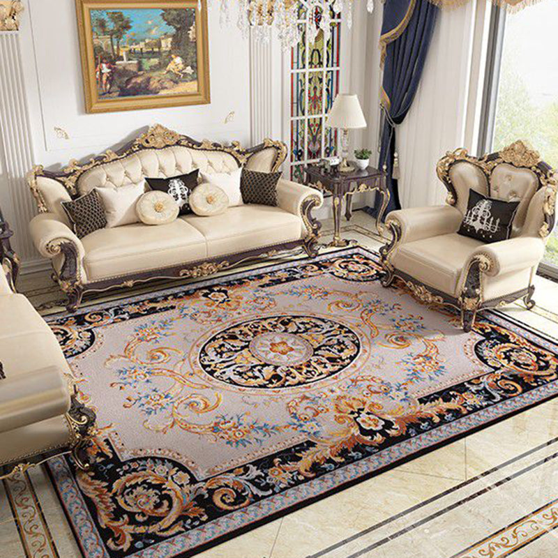 Moroccan Medallion Print Rug Polyester Area Carpet Stain Resistant Indoor Rug for Living Room