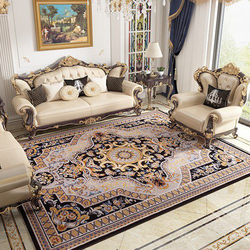 Marokkanischer Medaillon -Druckteppich Polyesterbereich Teppichfleckfest -Resistent Innenteppich für Wohnzimmer