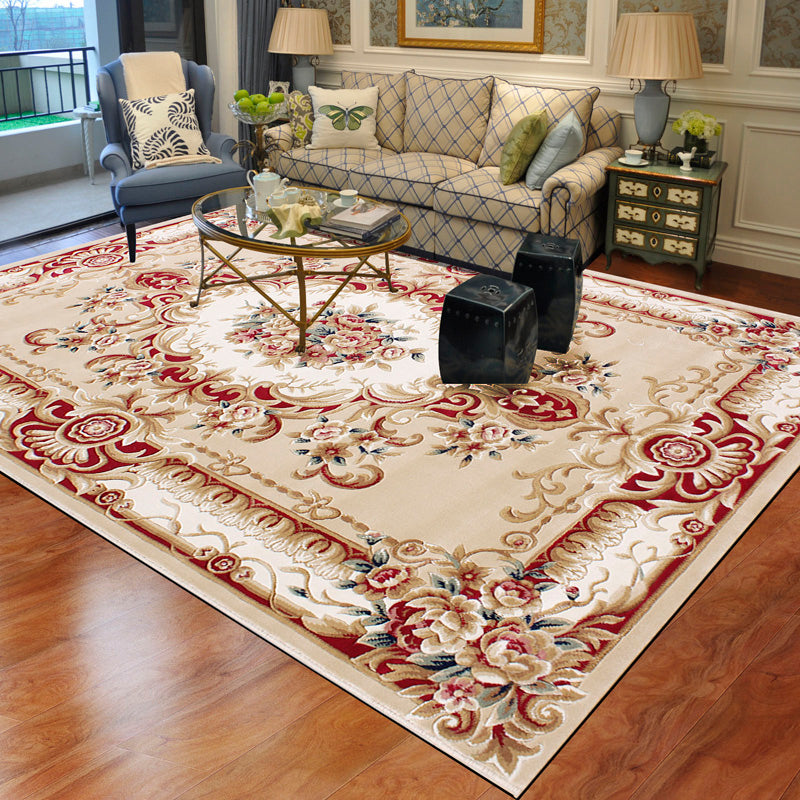 Navy Living Room Area Rug Medallion Pattern Polyester Area Carpet Stain Resistant Rug