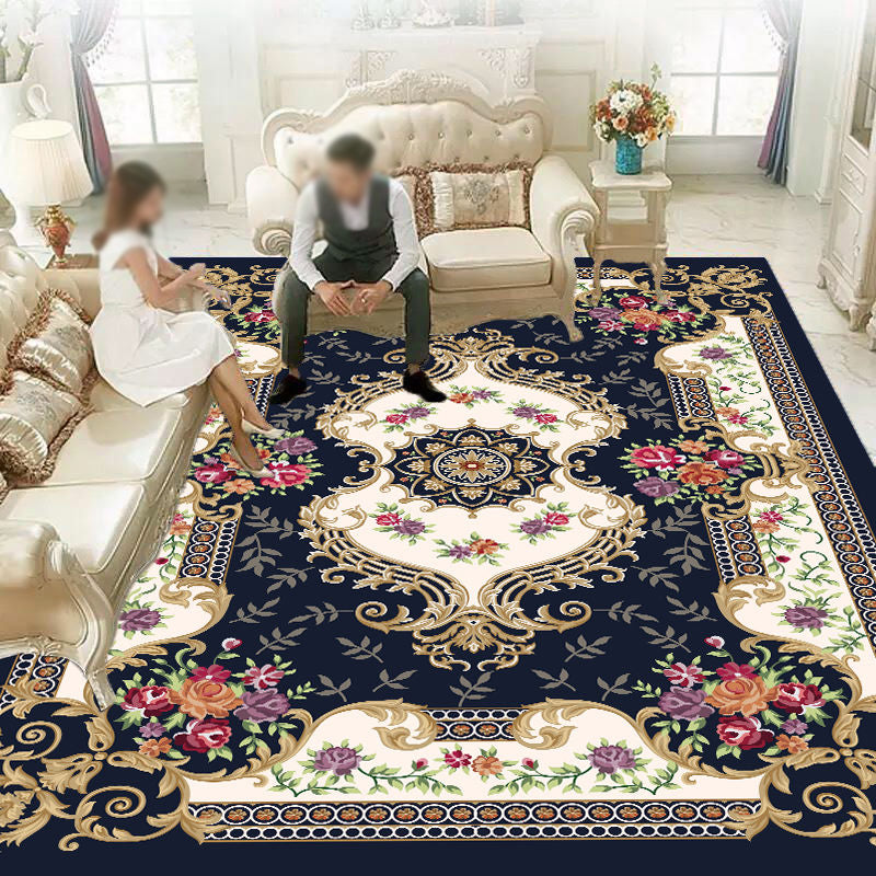 Vintage Medallion Pattern Carpet Polyester Area Rug Stain Resistant Area Rug for Living Room