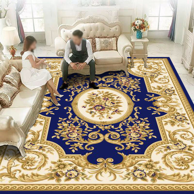 Vintage Medallion Pattern Carpet Polyester Area Rug Stain Resistant Area Rug for Living Room