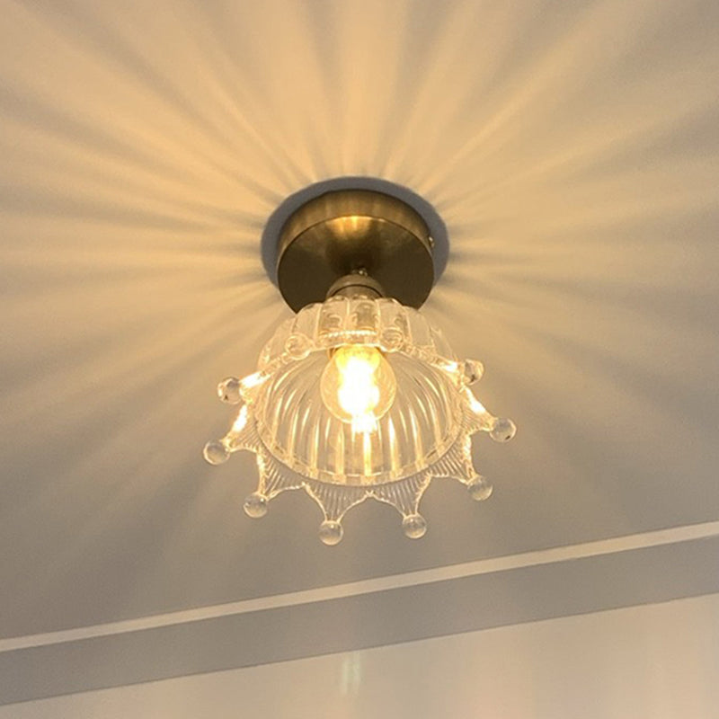 Bronzen semi-inbouw lichte moderne stijl glazen kap plafondlamp voor slaapkamer