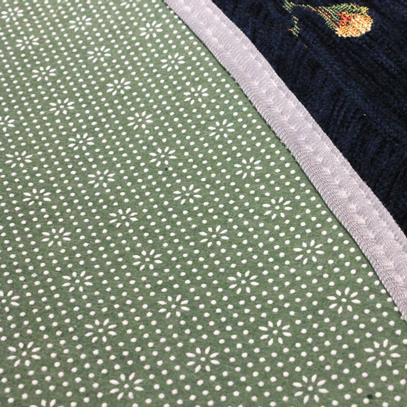 Tapis imprimé à fleurs ovales polyester tapis vintage de tapis de teinture