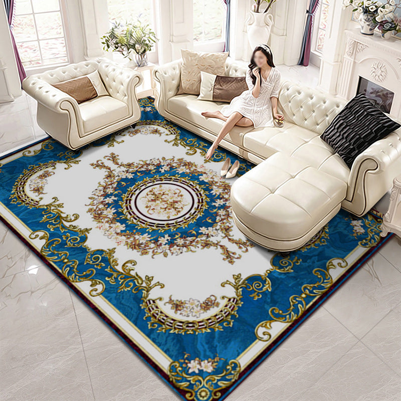 Alfombra de alfombra retro tradicional alfombra impresa alfombra de poliéster alfombra resistente a la mancha para sala de estar