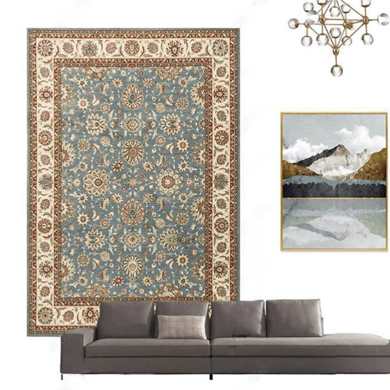 Moroccan Medallion Pattern Rug Polyester Indoor Carpet Non-Slip Backing Carpet for Living Room