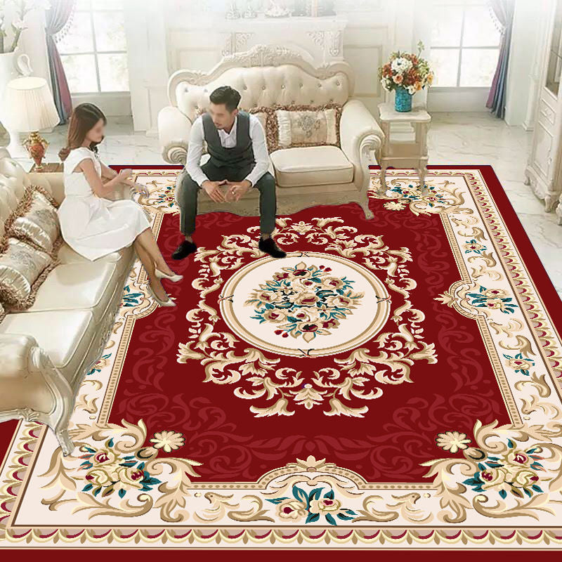 Alfombra lavable Vintage Classic Floral Design Rug poliéster alfombra anti-Slip para decoración del hogar