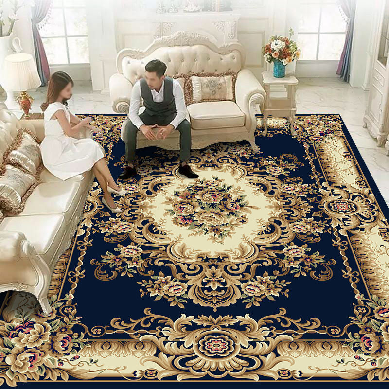 Alfombra lavable Vintage Classic Floral Design Rug poliéster alfombra anti-Slip para decoración del hogar