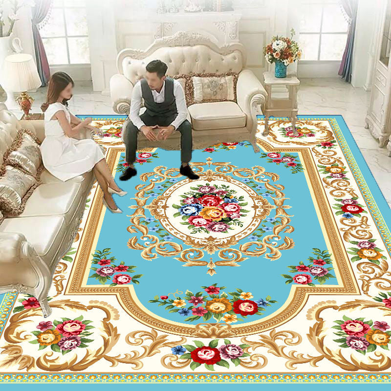 Alfombra lavable Vintage Classic Floral Design Rug poliéster alfombra anti-Slip para decoración del hogar