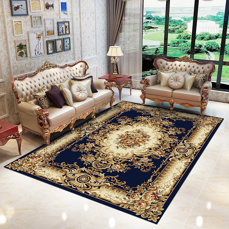 Stylish Traditional Carpet Medallion Print Polyester Area Rug Anti-Slip Area Rug for Home Decor