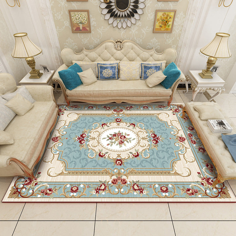 Stylish Traditional Carpet Medallion Print Polyester Area Rug Anti-Slip Area Rug for Home Decor