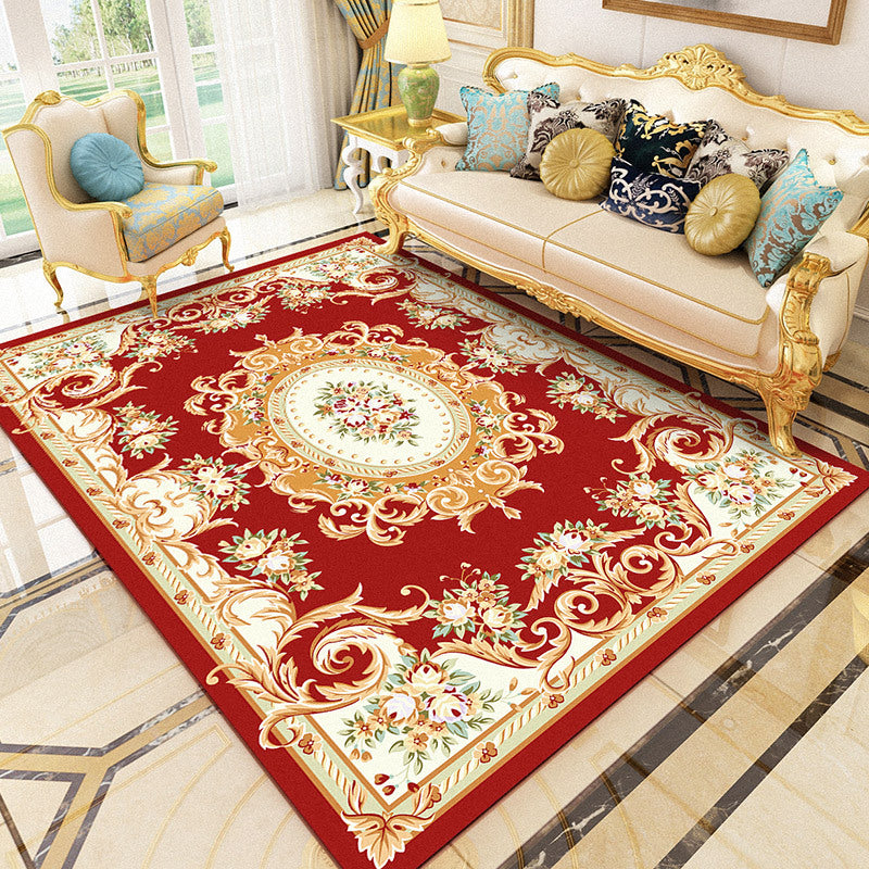 Stylish Traditional Carpet Medallion Print Polyester Area Rug Anti-Slip Area Rug for Home Decor