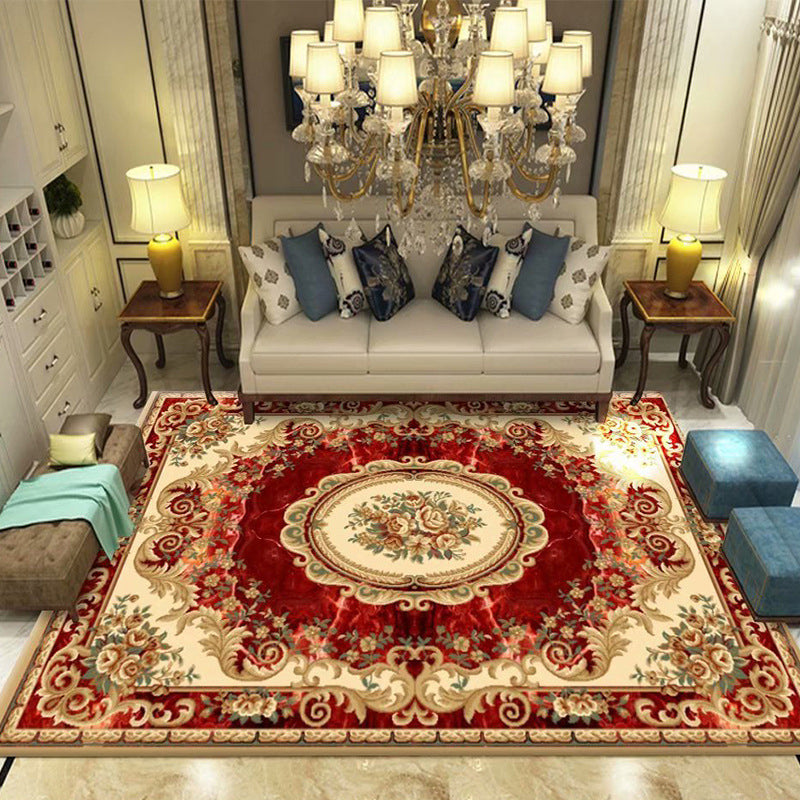 Stylish Traditional Carpet Medallion Print Polyester Area Rug Anti-Slip Area Rug for Home Decor