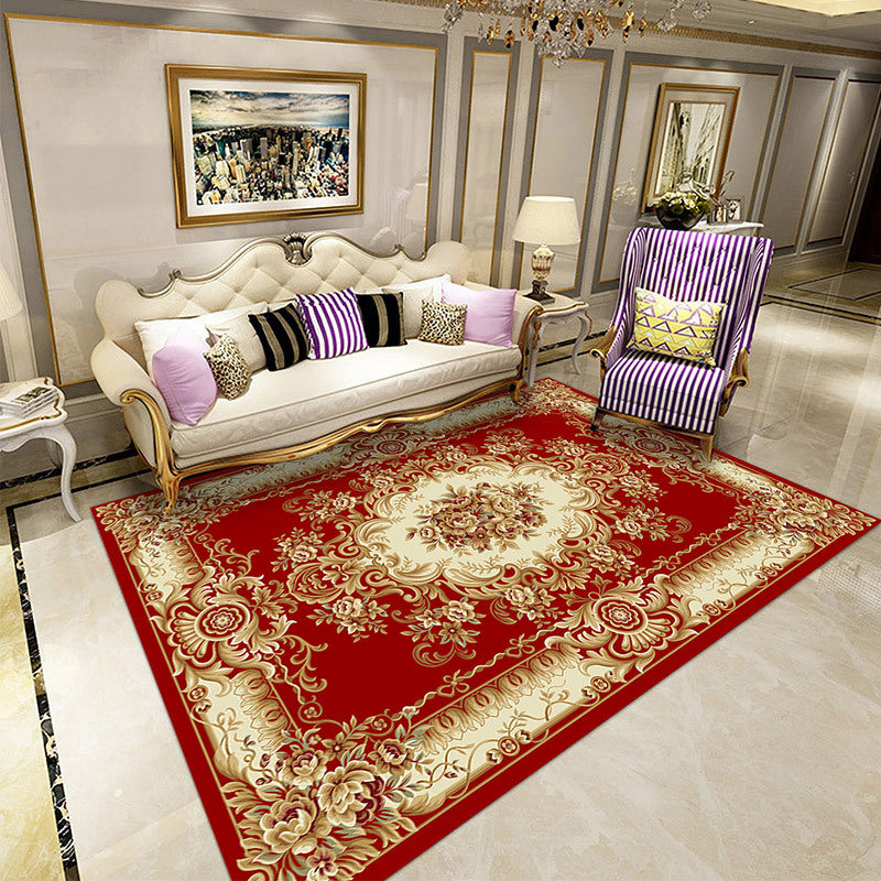 Stylish Traditional Carpet Medallion Print Polyester Area Rug Anti-Slip Area Rug for Home Decor