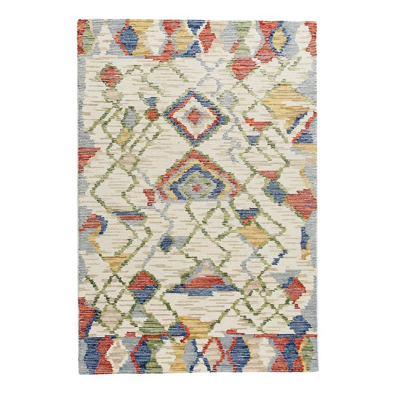 Traditional Living Room Carpet Morocco Pattern Polyester Area Rug Stain Resistant Rug