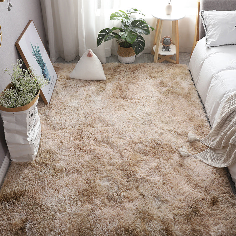 Relaxing Solid Shag Rug Polyester Indoor Carpet Non-Slip Backing Area Carpet for Home Decoration