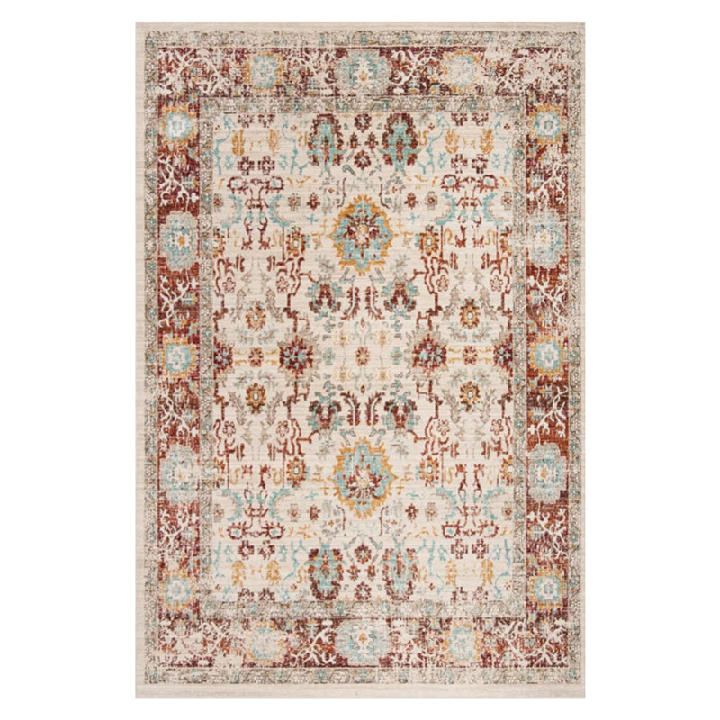 Traditional Living Room Carpet Antique Pattern Polyester Area Rug Stain Resistant Area Rug