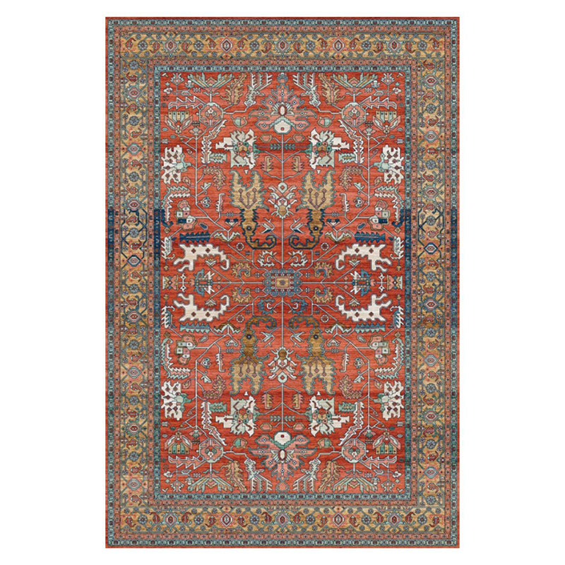 Traditional Living Room Carpet Antique Pattern Polyester Area Rug Stain Resistant Area Rug