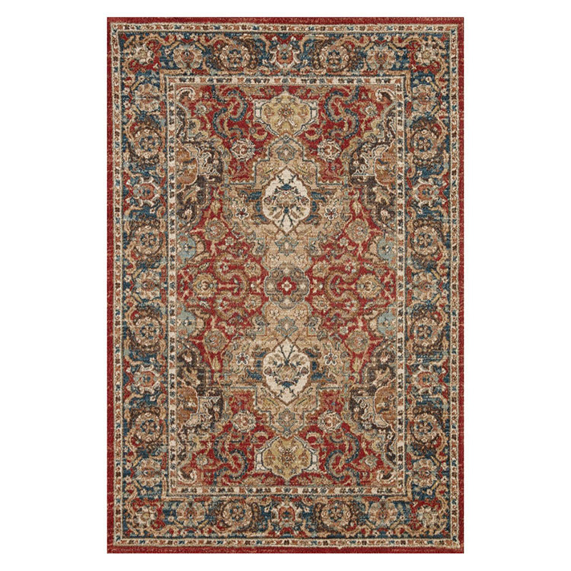 Traditional Living Room Carpet Antique Pattern Polyester Area Rug Stain Resistant Area Rug