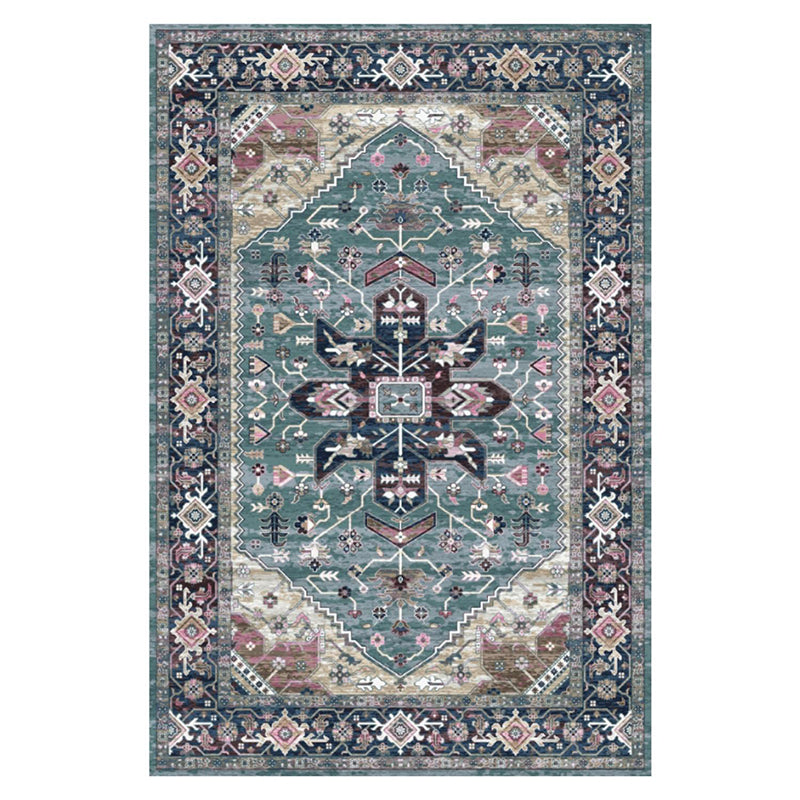 Traditional Living Room Carpet Antique Pattern Polyester Area Rug Stain Resistant Area Rug