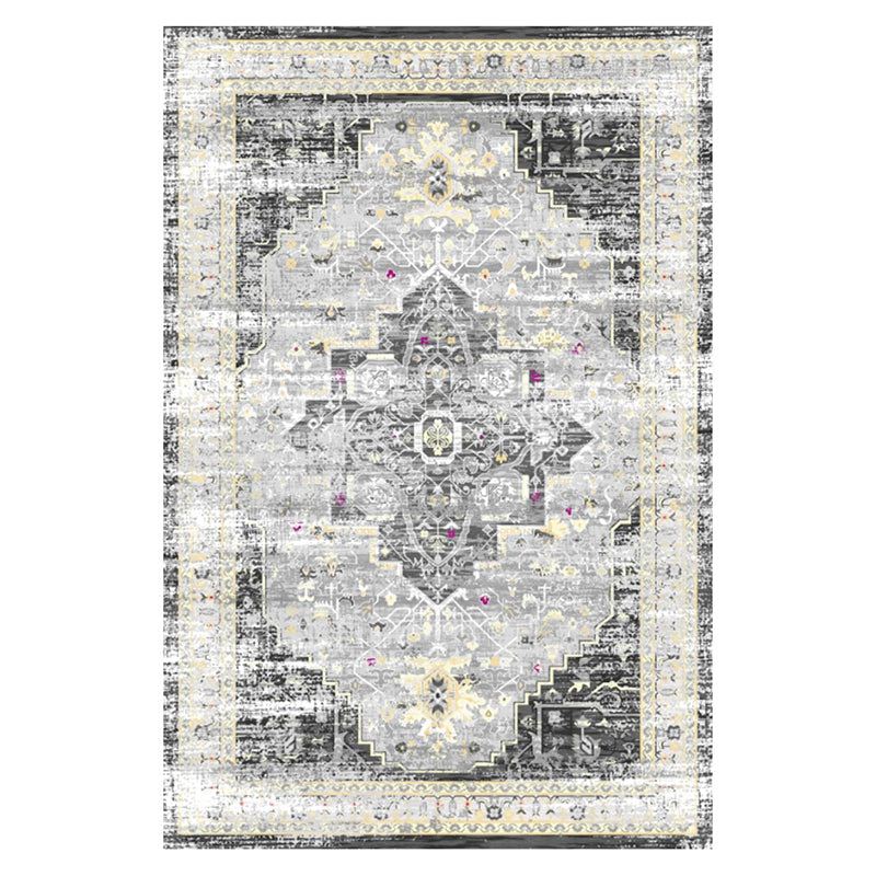 Traditional Living Room Carpet Antique Pattern Polyester Area Rug Stain Resistant Area Rug