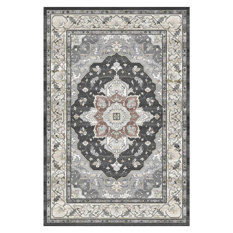 Traditional Living Room Carpet Antique Pattern Polyester Area Rug Stain Resistant Area Rug