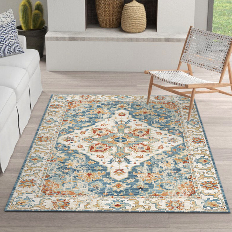 Fancy Morocco Area Rug Antique Pattern Polyester Area Carpet Stain Resistant Rug for Home Decor