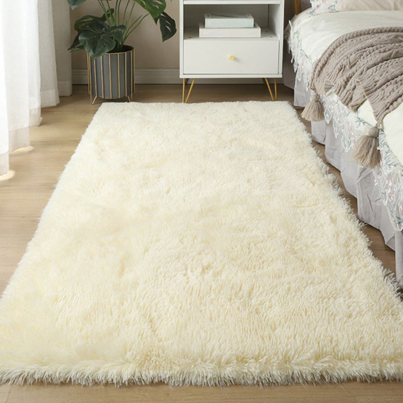 Contemporary Solid Shag Rug Polyester Carpet Non-Slip Backing Indoor Carpet for Adult's Bedroom