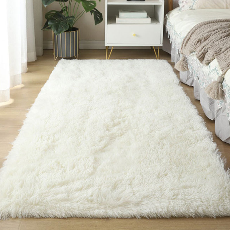 Contemporary Solid Shag Rug Polyester Carpet Non-Slip Backing Indoor Carpet for Adult's Bedroom