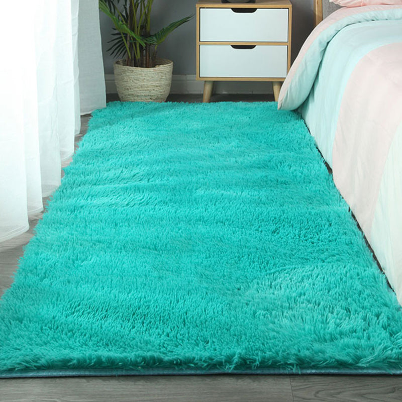 Contemporary Solid Shag Rug Polyester Carpet Non-Slip Backing Indoor Carpet for Adult's Bedroom