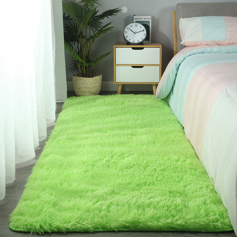 Contemporary Solid Shag Rug Polyester Carpet Non-Slip Backing Indoor Carpet for Adult's Bedroom