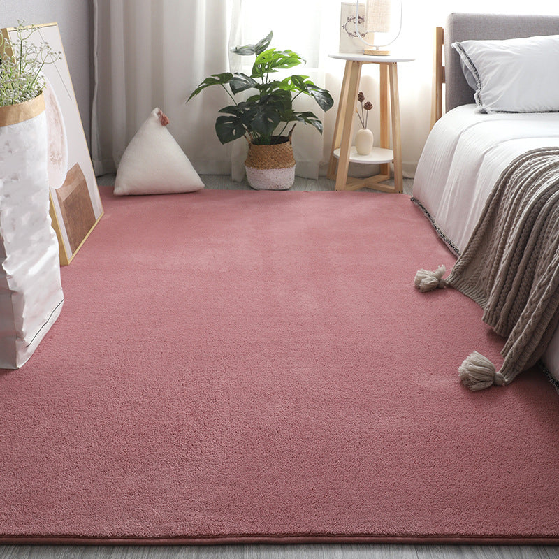 Simplicity Solid Shag Rug Polyester Carpet Non-Slip Backing Indoor Carpet for Adult's Bedroom