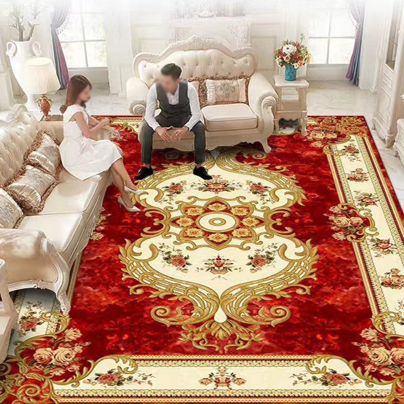 Vintage Living Room Carpet Pattern Polyester Area Area Tapis résistant aux taches